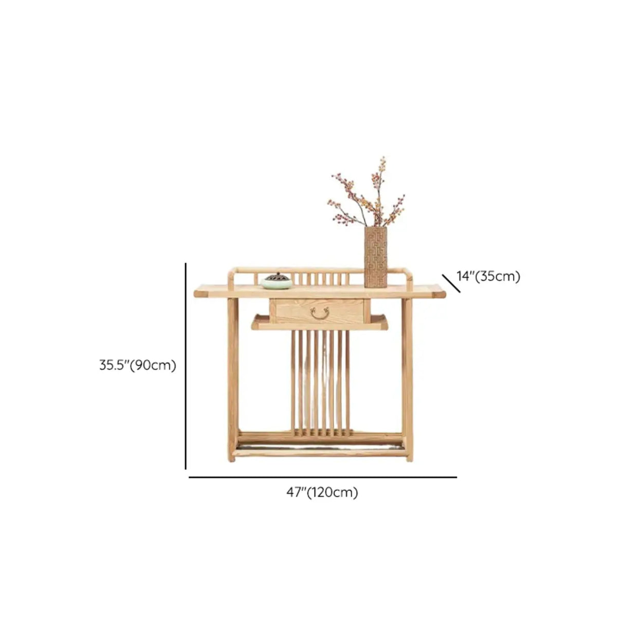 Minimalist Oak Wood Natural Storage Display Console Table 