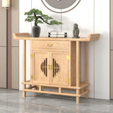 Minimalist Oak Wood Natural Storage Display Console Table Image - 3