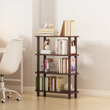 Minimalist Open-Back Wooden Etagere Display Bookshelf Image - 13