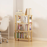 Minimalist Open-Back Wooden Etagere Display Bookshelf Image - 14