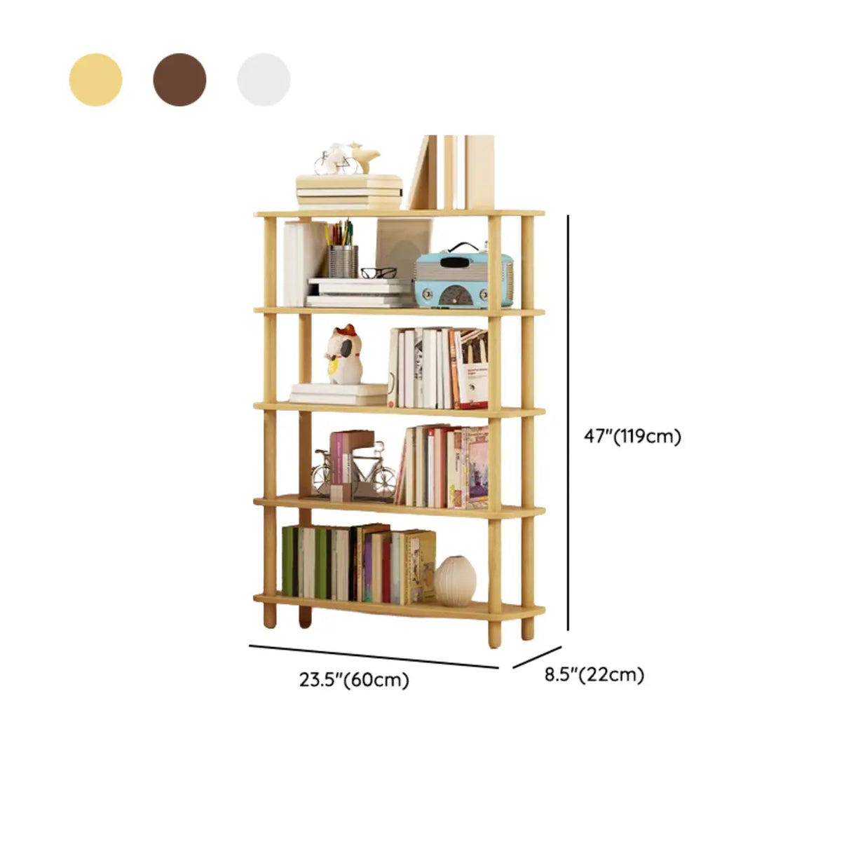 Minimalist Open-Back Wooden Etagere Display Bookshelf Image - 70