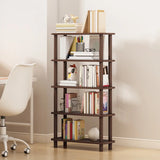 Minimalist Open-Back Wooden Etagere Display Bookshelf Image - 16