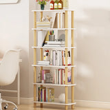 Minimalist Open-Back Wooden Etagere Display Bookshelf Image - 21