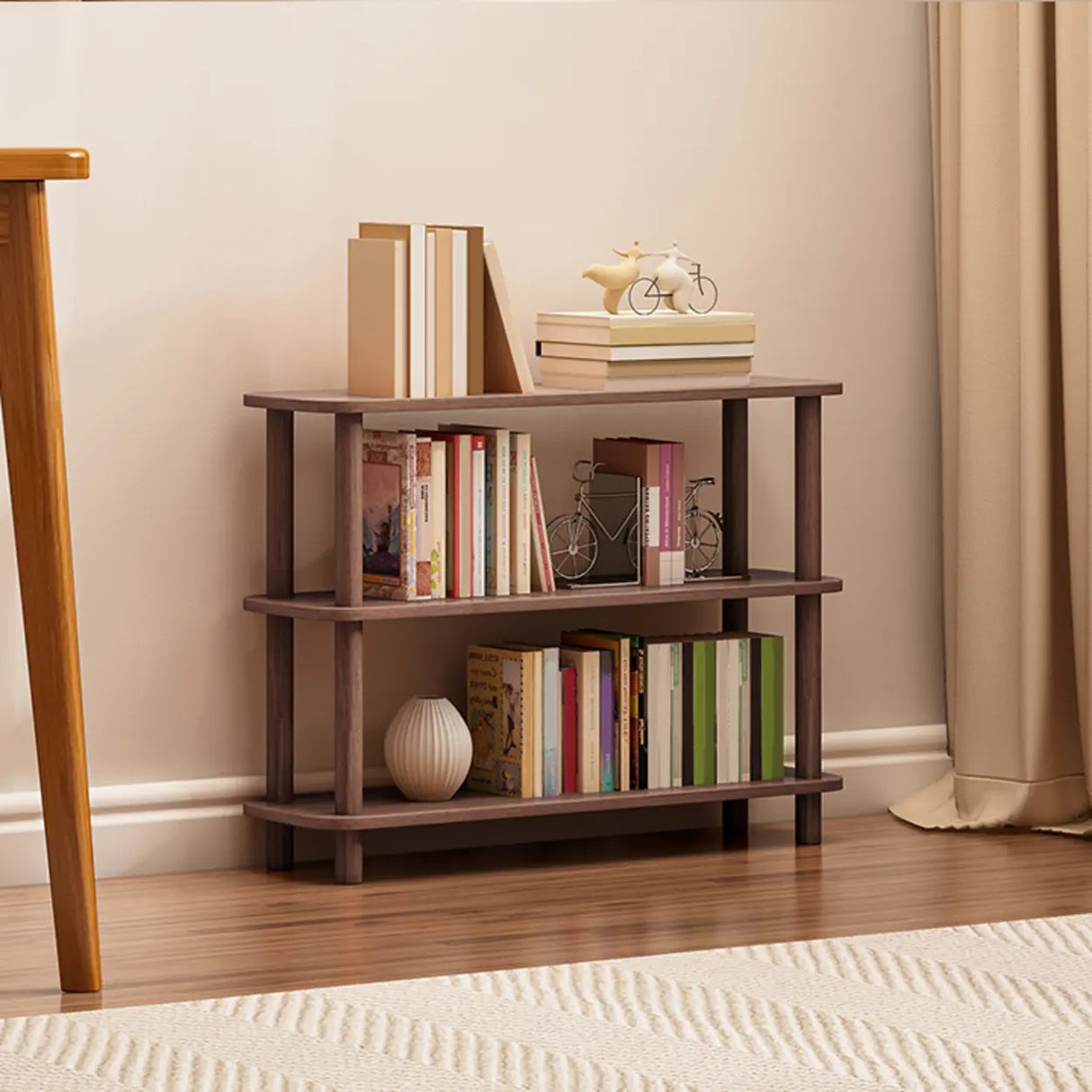 Minimalist Open-Back Wooden Etagere Display Bookshelf Image - 28