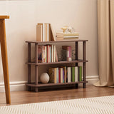 Minimalist Open-Back Wooden Etagere Display Bookshelf Image - 28