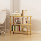 Minimalist Open-Back Wooden Etagere Display Bookshelf Image - 29