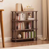 Minimalist Open-Back Wooden Etagere Display Bookshelf Image - 31