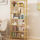 Minimalist Open-Back Wooden Etagere Display Bookshelf Image - 41