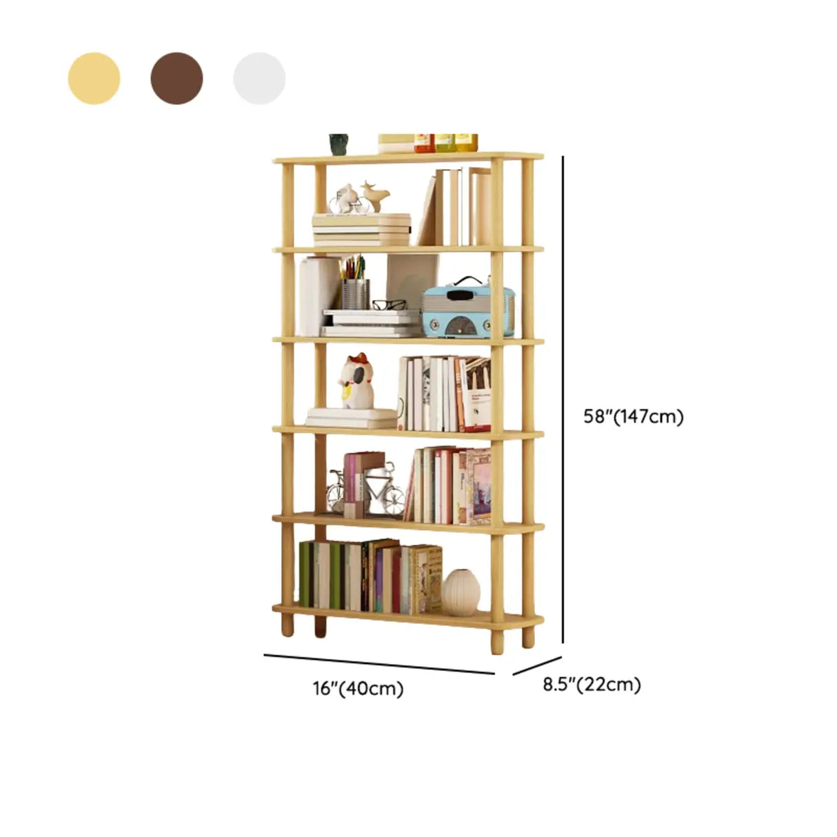 Minimalist Open-Back Wooden Etagere Display Bookshelf Image - 65
