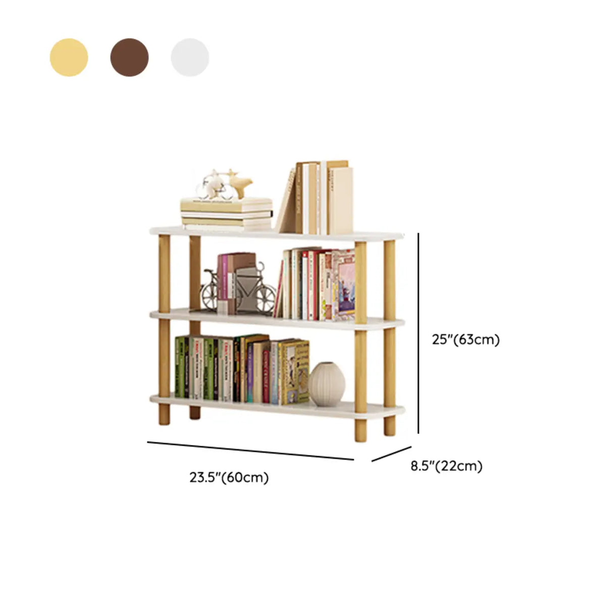Minimalist Open-Back Wooden Etagere Display Bookshelf Image - 68