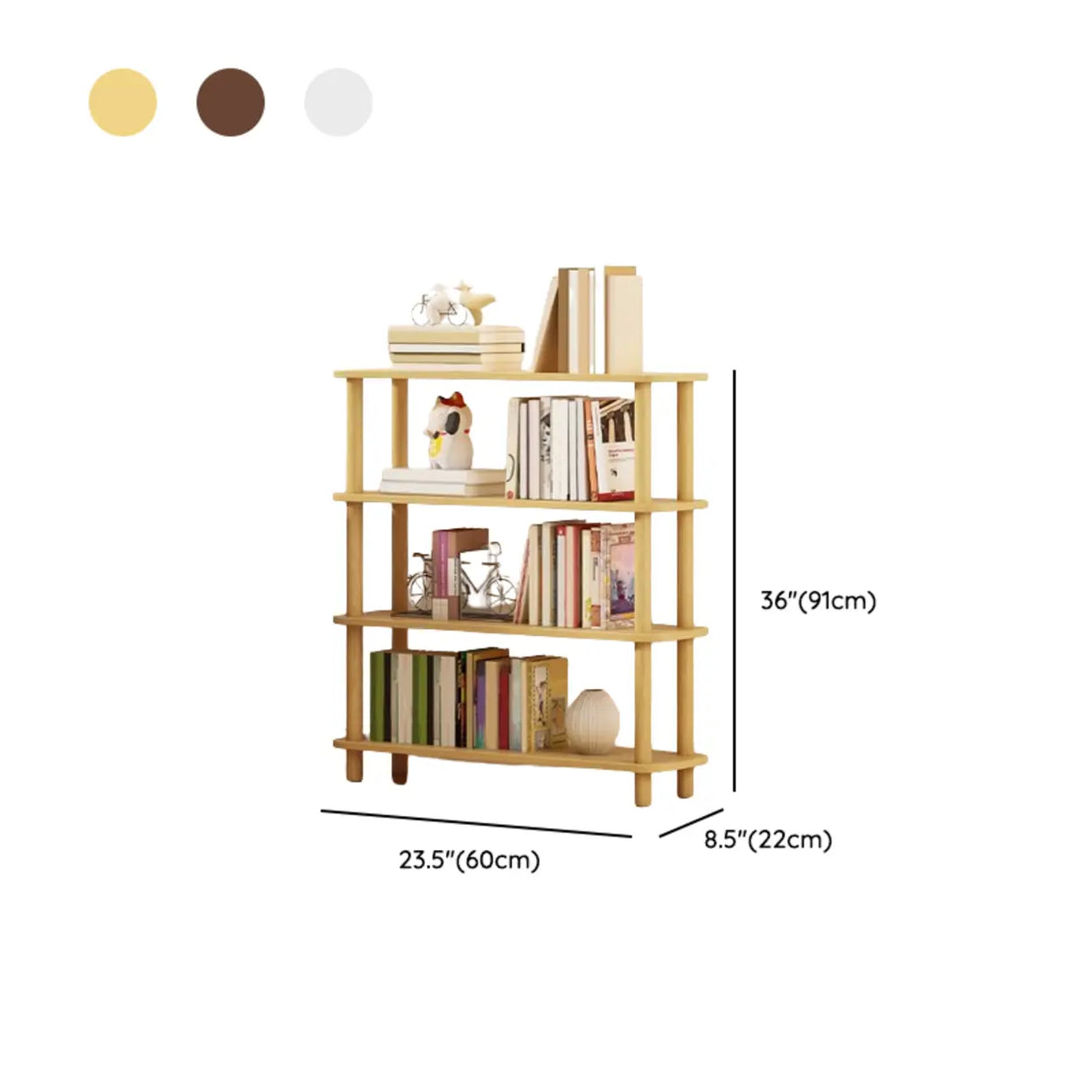 Minimalist Open-Back Wooden Etagere Display Bookshelf Image - 69