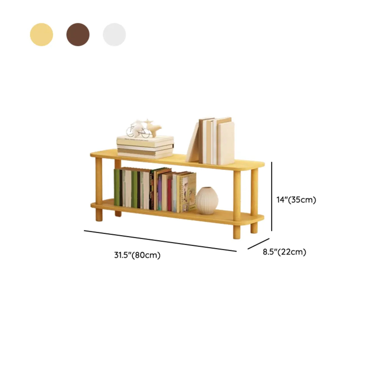 Minimalist Open-Back Wooden Etagere Display Bookshelf Image - 73