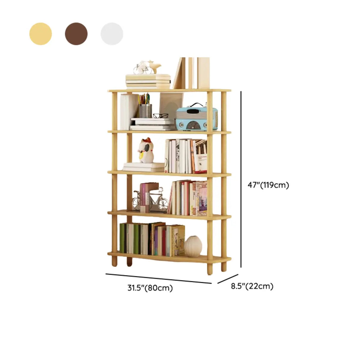 Minimalist Open-Back Wooden Etagere Display Bookshelf Image - 76