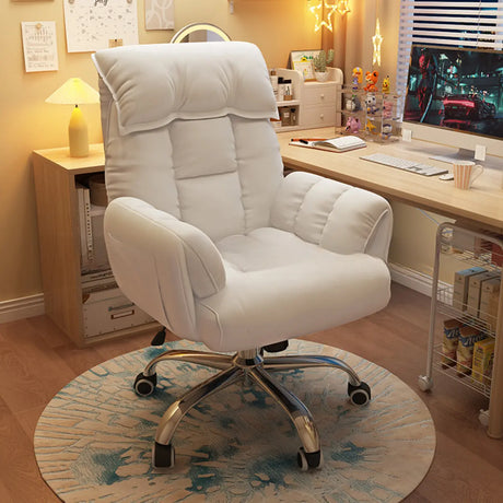 Minimalist Padded Faux Leather Office Chair with Wheels Image - 1