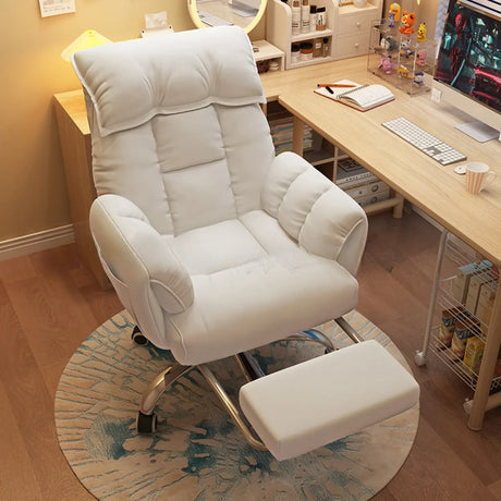 Minimalist Padded Faux Leather Office Chair with Wheels Image - 2
