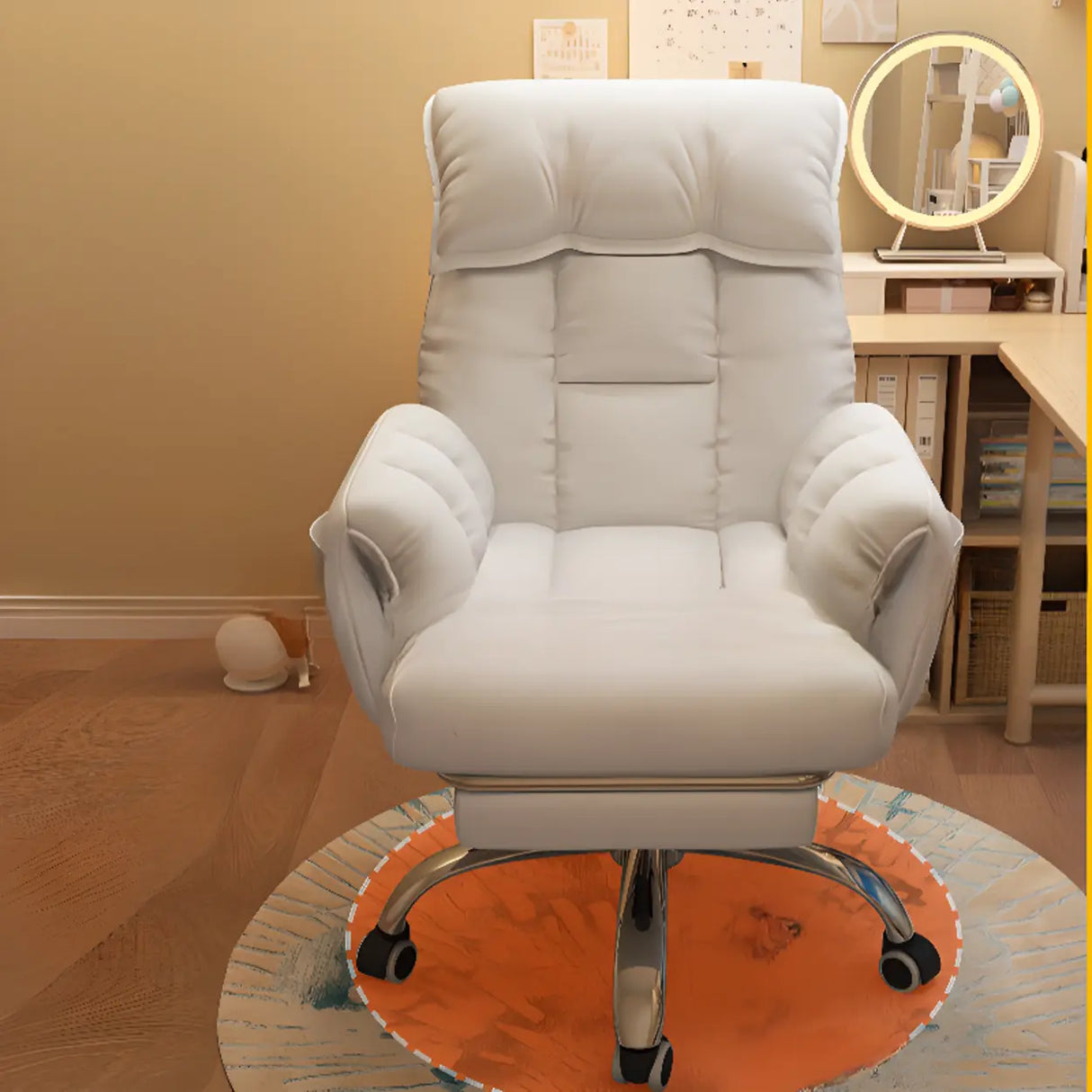 Minimalist Padded Faux Leather Office Chair with Wheels Image - 20