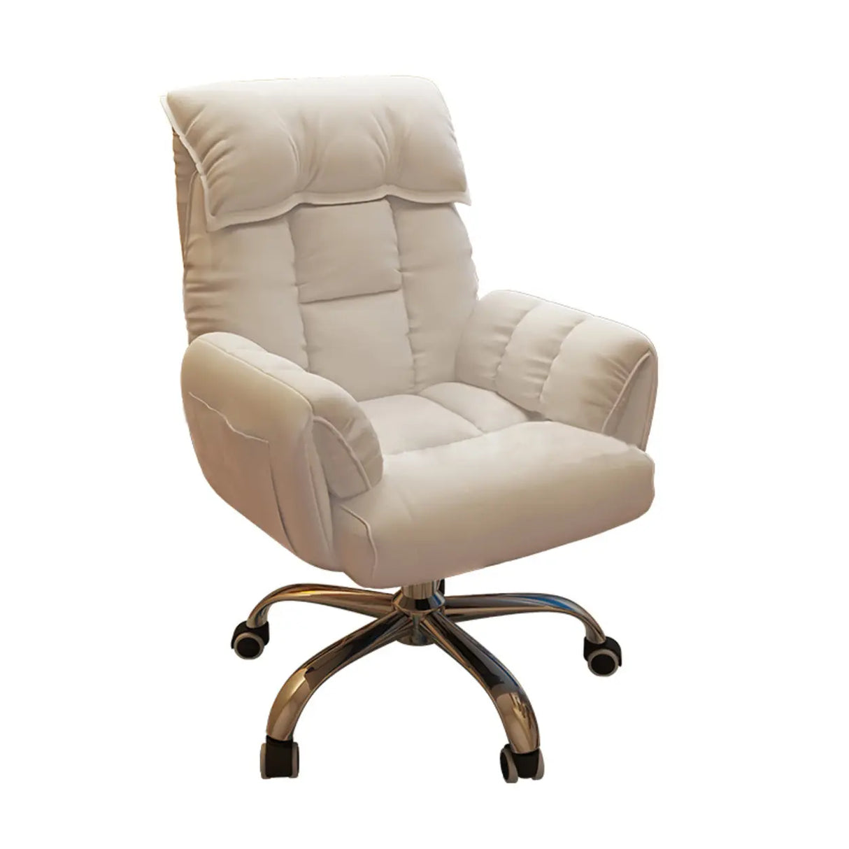 Minimalist Padded Faux Leather Office Chair with Wheels Image - 21