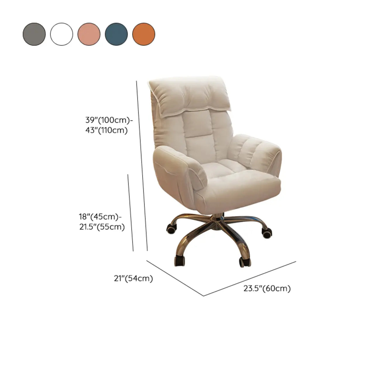 Minimalist Padded Faux Leather Office Chair with Wheels Image - 23