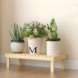 Minimalist Rectangle Wood Natural 1 Tier Plant Stand Image - 14
