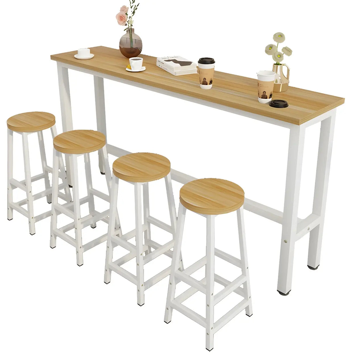 Minimalist Rectangular Counter Height Bar Table for Cafe Image - 5