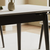 Minimalist Rectangular Extendable White Stone Top Dining Table Image - 6