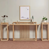 Minimalist Rectangular Light Wood Natural Console Table Image - 1