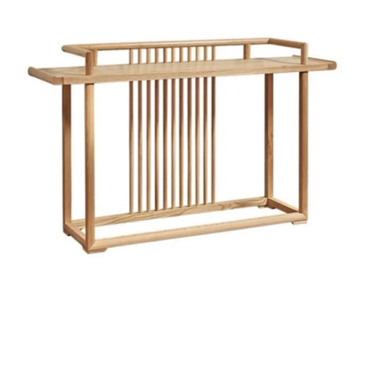 Minimalist Rectangular Light Wood Natural Console Table Image - 3