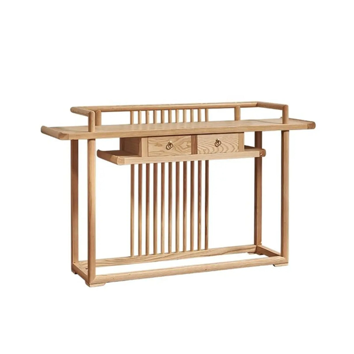 Minimalist Rectangular Light Wood Natural Console Table Image - 5