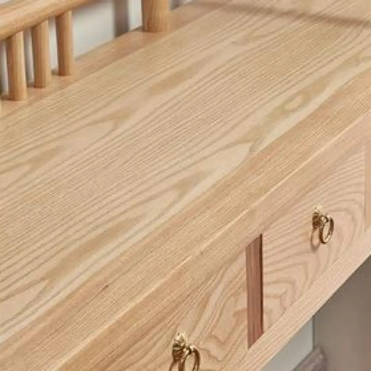 Minimalist Rectangular Light Wood Natural Console Table Image - 6