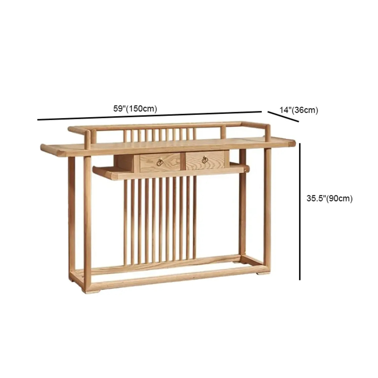Minimalist Rectangular Light Wood Natural Console Table 