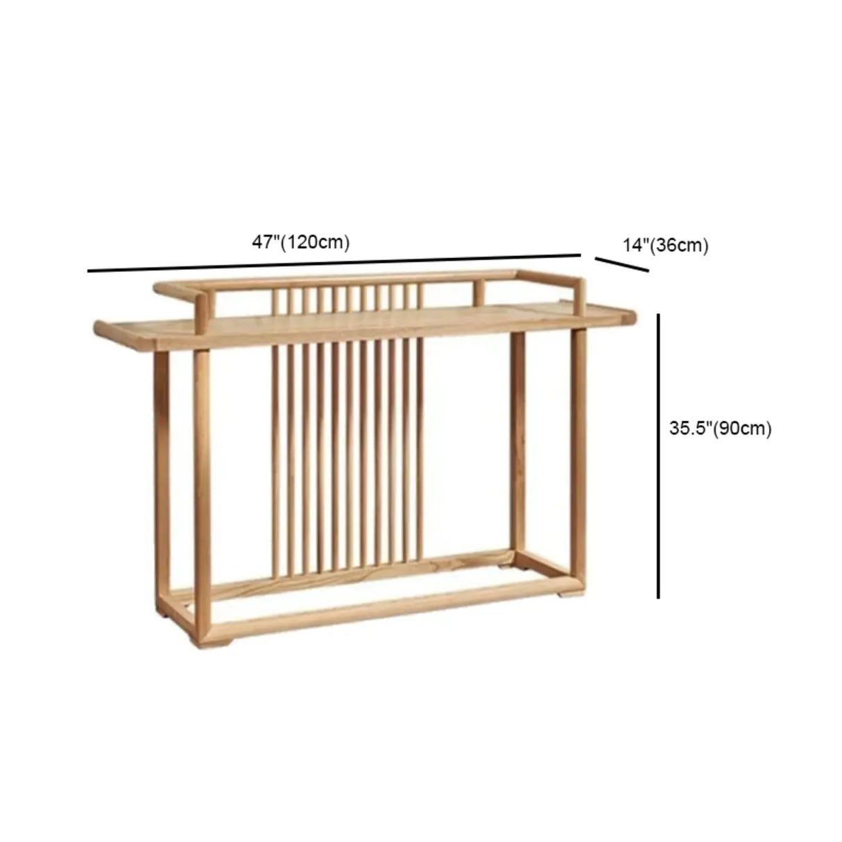Minimalist Rectangular Light Wood Natural Console Table Image - 8