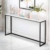 Minimalist Rectangular Marble Top White Console Table Image - 1