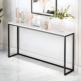 Minimalist Rectangular Marble Top White Console Table Image - 1
