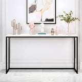 Minimalist Rectangular Marble Top White Console Table Image - 3