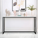 Minimalist Rectangular Marble Top White Console Table Image - 3