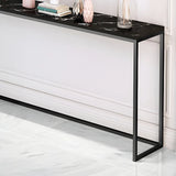 Minimalist Rectangular Marble Top White Console Table Image - 6