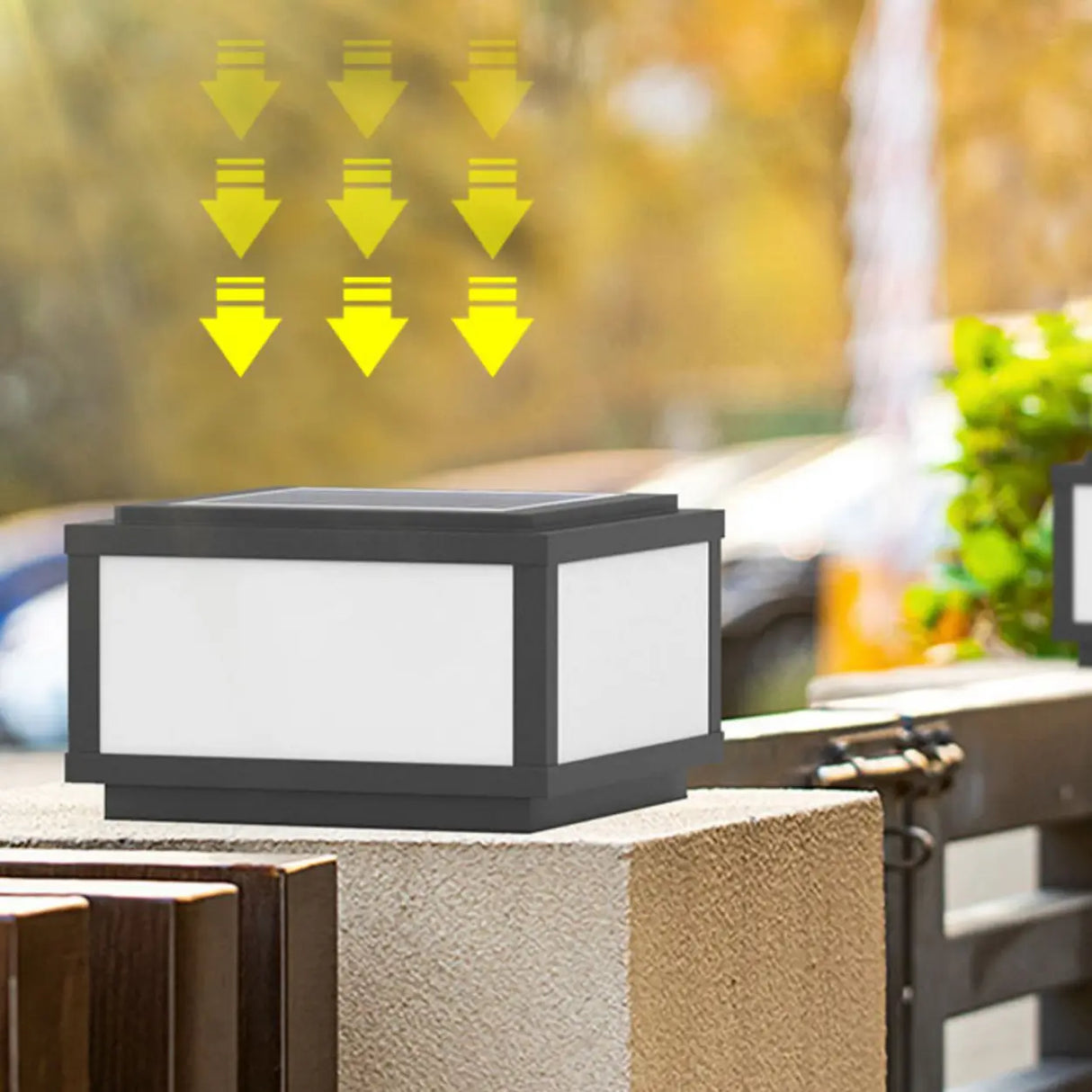 Minimalist Rectangular Metal Outdoor Post Lamp Black Image - 15