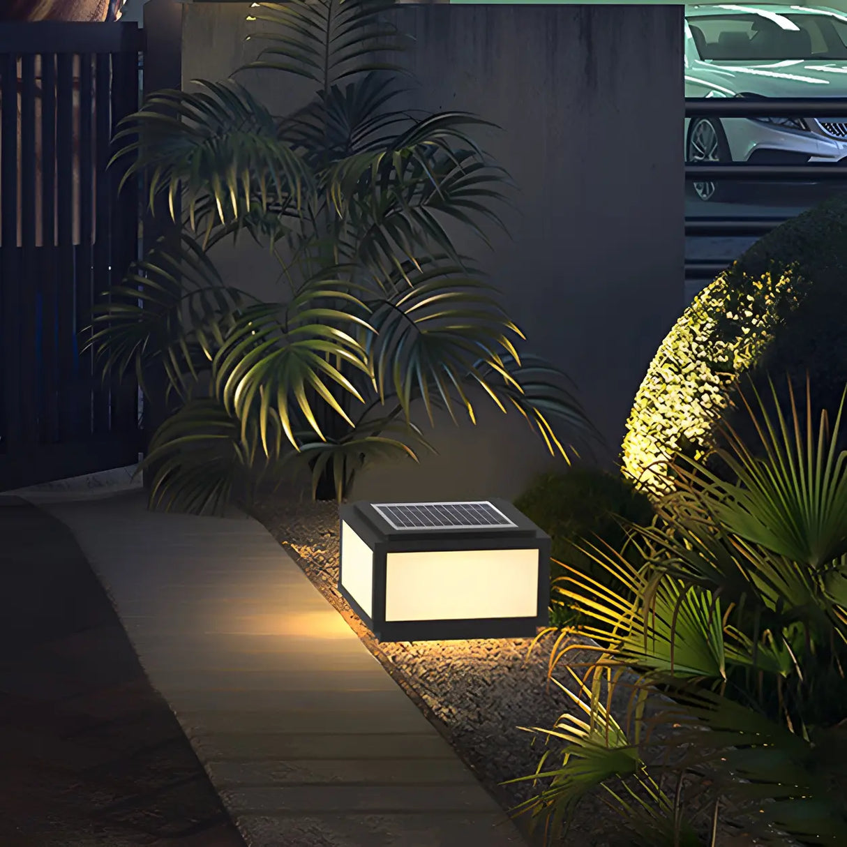 Minimalist Rectangular Metal Outdoor Post Lamp Black Image - 16