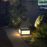 Minimalist Rectangular Metal Outdoor Post Lamp Black Image - 16