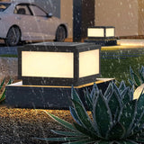 Minimalist Rectangular Metal Outdoor Post Lamp Black Image - 20