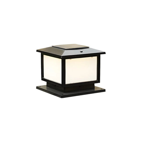 Minimalist Rectangular Metal Outdoor Post Lamp Black Image - 2