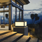 Minimalist Rectangular Metal Outdoor Post Lamp Black Image - 8
