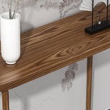Minimalist Rectangular Oak Wood Sled Base Console Table Image - 11