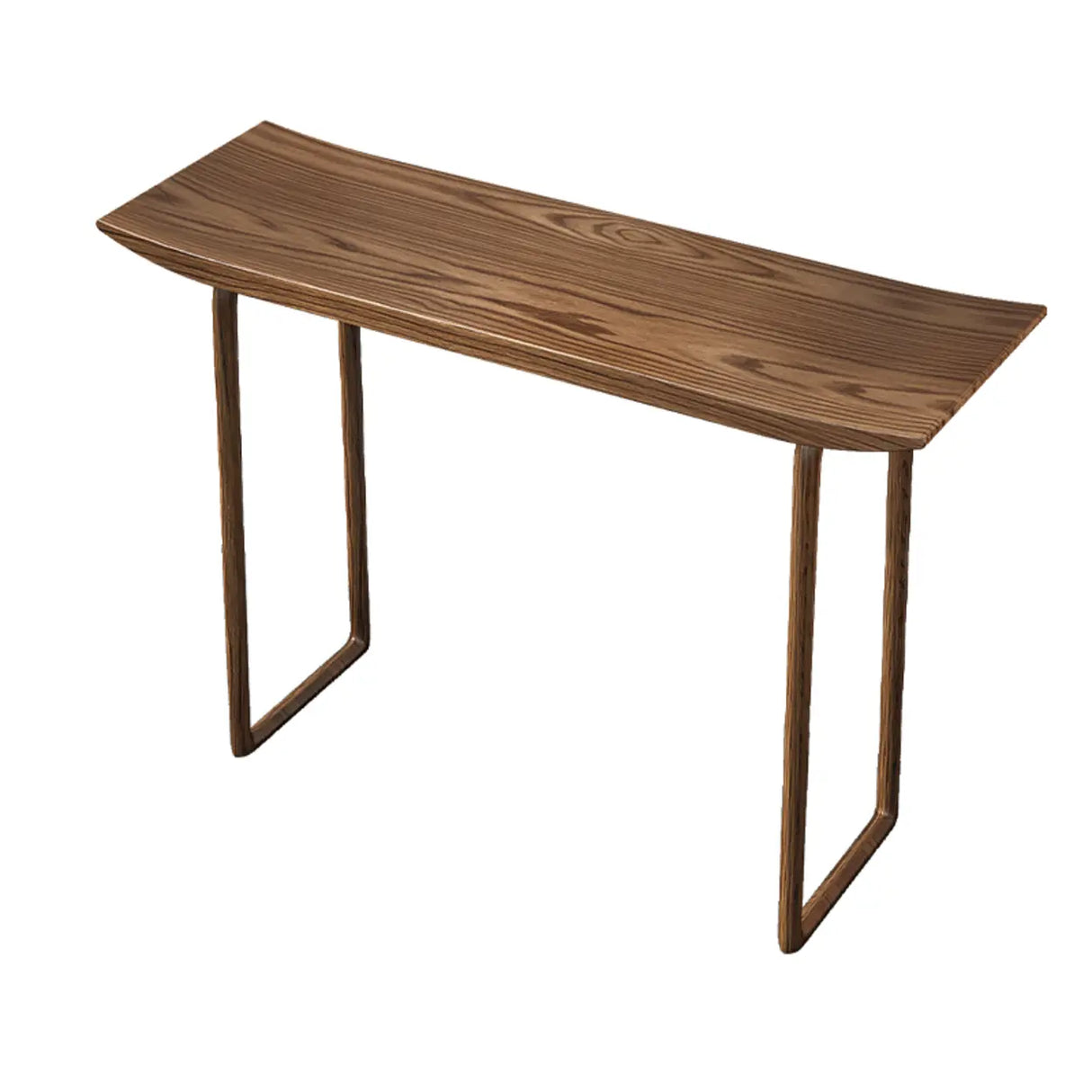 Minimalist Rectangular Oak Wood Sled Base Console Table Image - 3