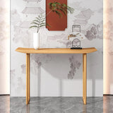 Minimalist Rectangular Oak Wood Sled Base Console Table Image - 5