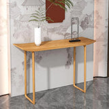 Minimalist Rectangular Oak Wood Sled Base Console Table Image - 6