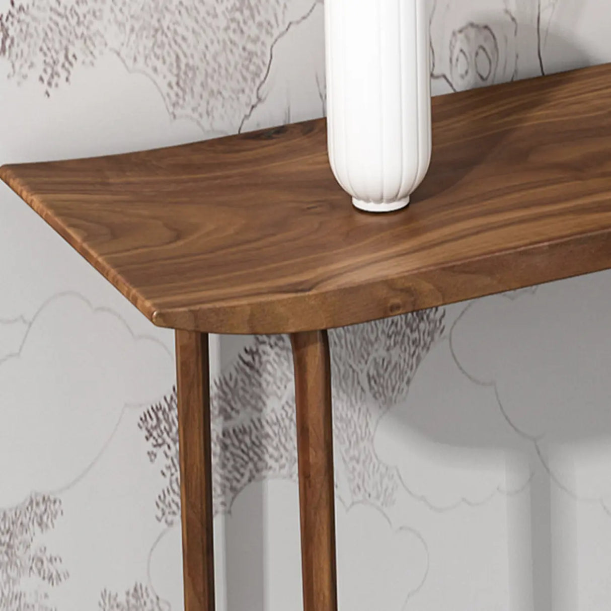 Minimalist Rectangular Oak Wood Sled Base Console Table Image - 9