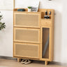 Minimalist Rectangular Wood Entryway Natural Shoe Cabinet Image - 5