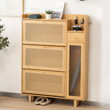 Minimalist Rectangular Wood Entryway Natural Shoe Cabinet Image - 5