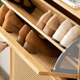 Minimalist Rectangular Wood Entryway Natural Shoe Cabinet Image - 8